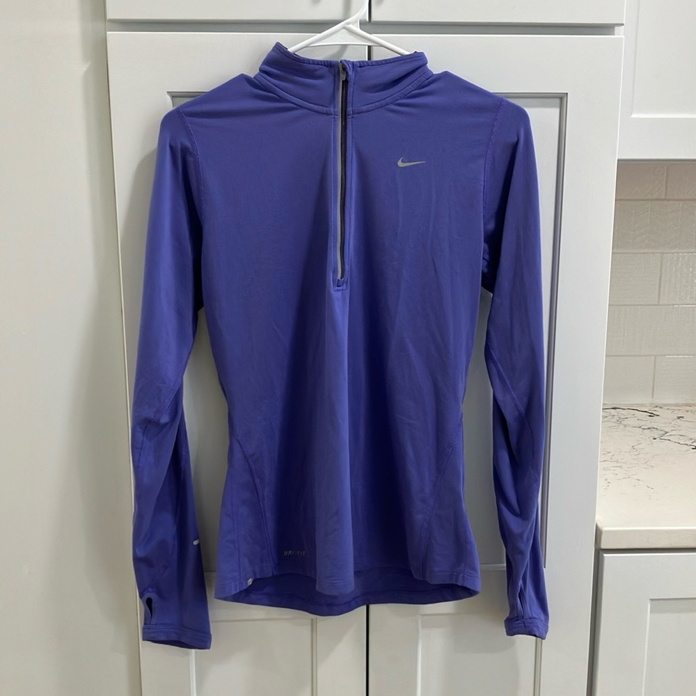 Nike Element Running Women's Purple Polyester Long Sleeve Quarter Zip Top